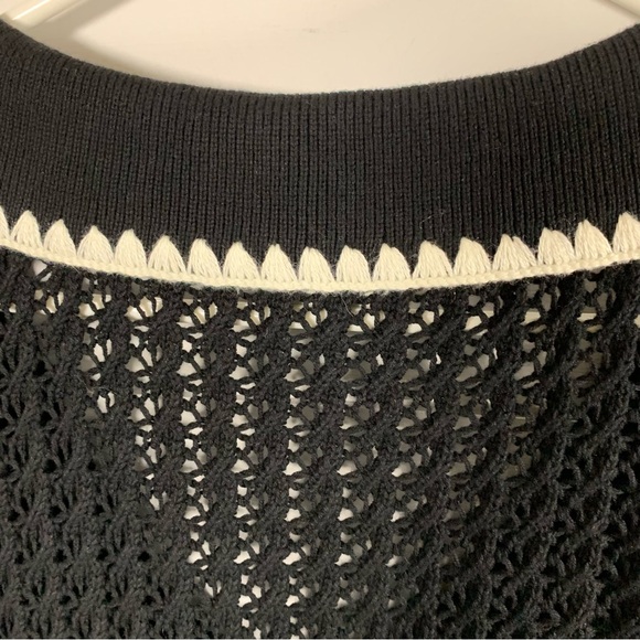 Anthropologie Varley Polo Sweater Collar Monte Short-Sleeve V-Neck Black Size M - Picture 7 of 16